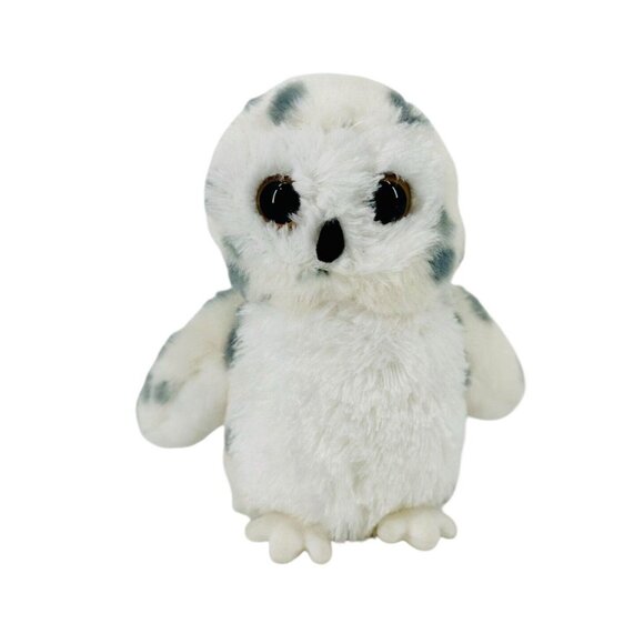 Aurora White Snow Owl Spotted Realistic Plush Stuffed Animal 7" - Picture 1 of 8